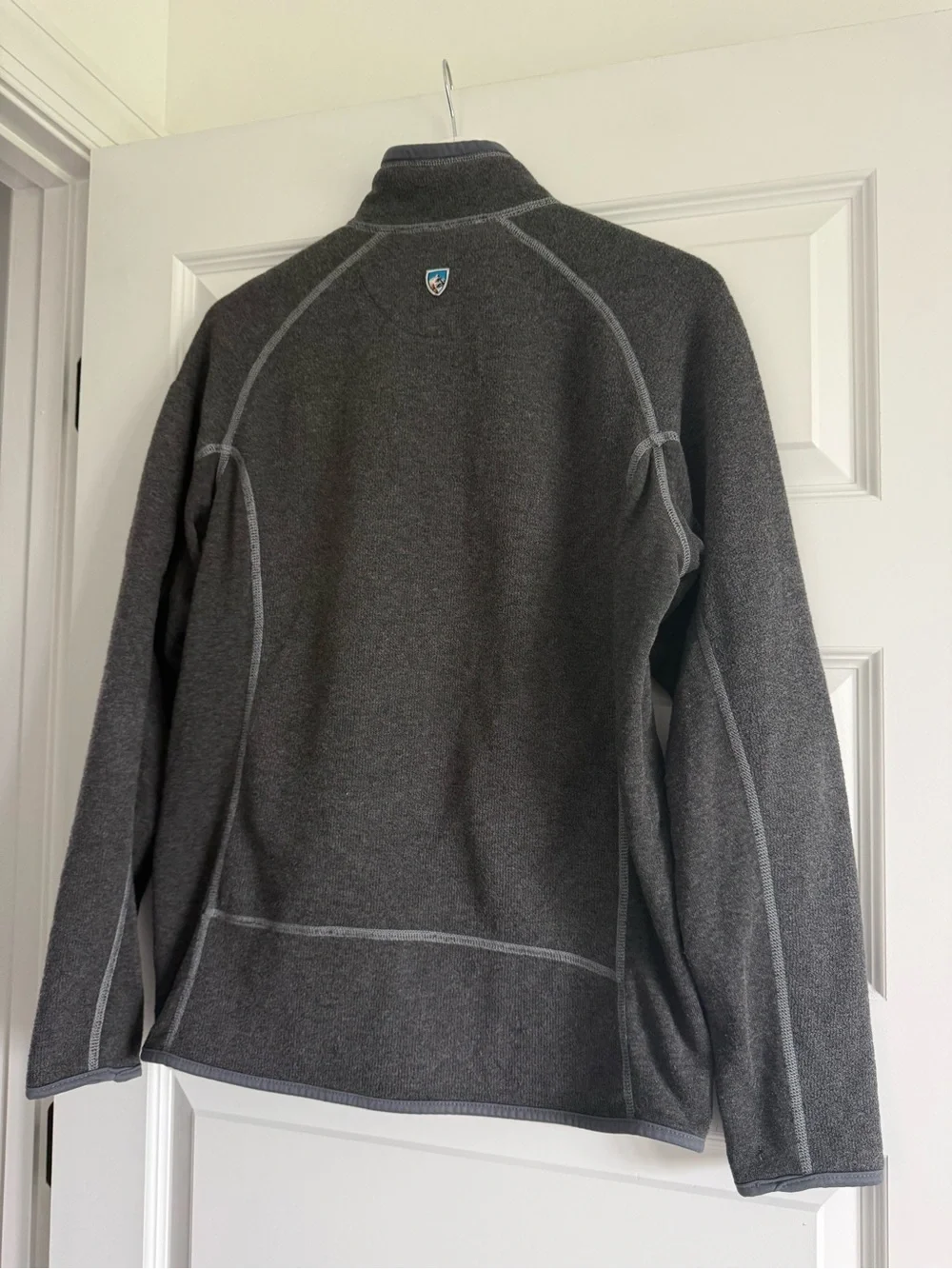 Kuhl Jacket Mens Medium Gray Alfpaca Fleece Full Zip Thumbholes Hiking Outdoor